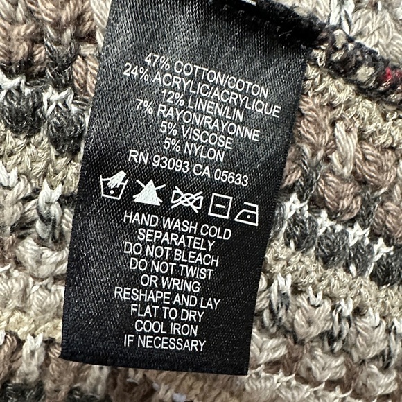 ZOZO Cotton Linen Blend Open Front Long Duster Cardigan Fringe Sweater Multi L - Picture 5 of 5